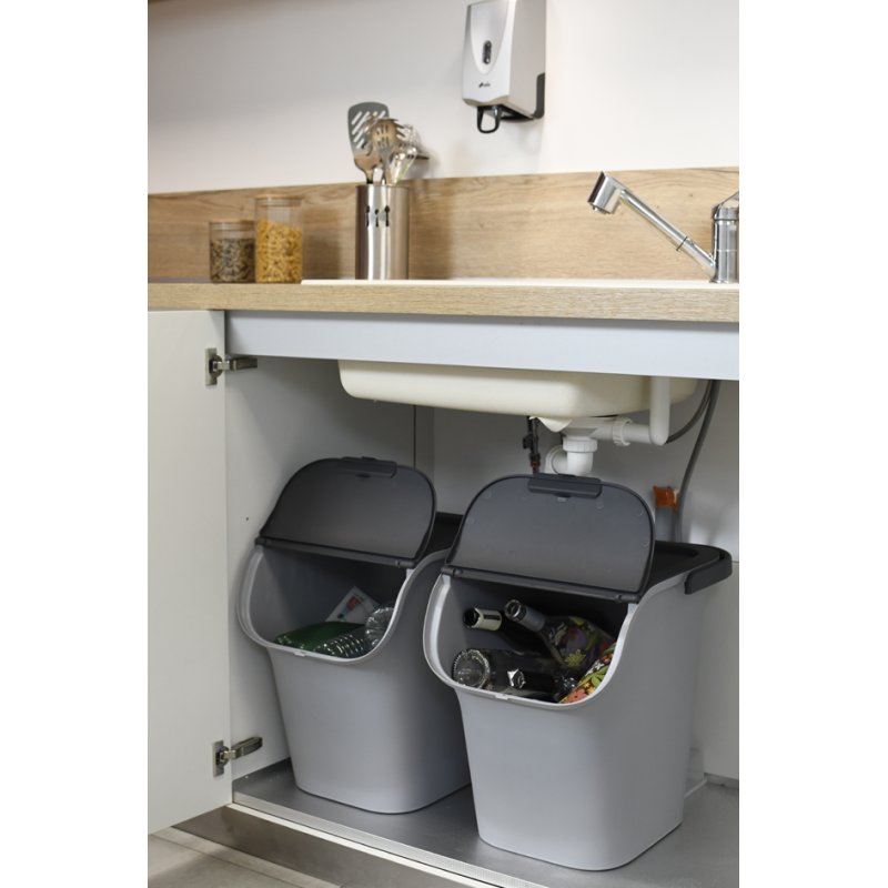 EDA bac de rangement TriHome, 40 litres, gris ciment/anthracite